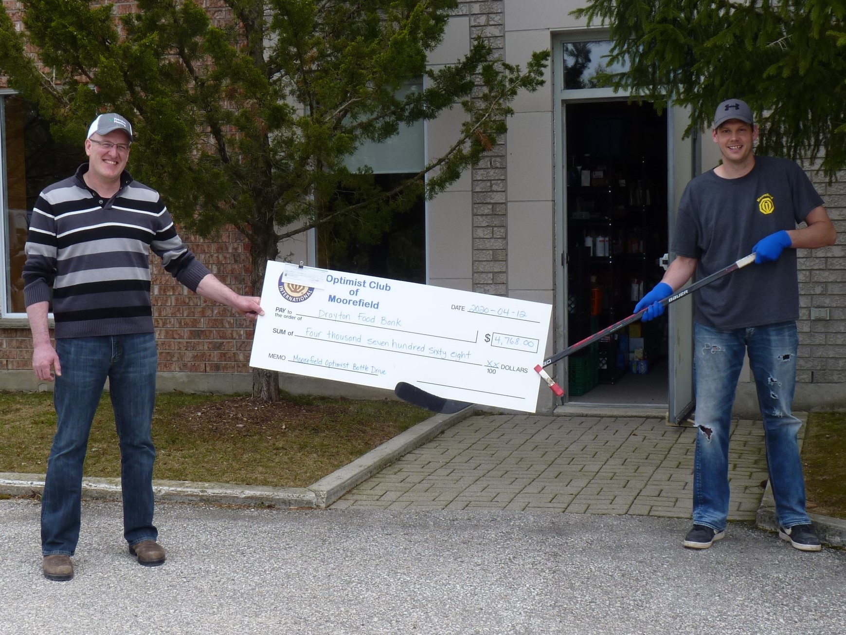 2020 Food Bank - Bottle Drive Cheque Donation